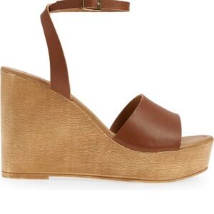 Steve Madden Cognac Leather Wedge Sandals